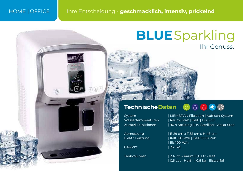 WATERlife BLUE Sparkling Auftisch-Wassersystem auf Mallorca